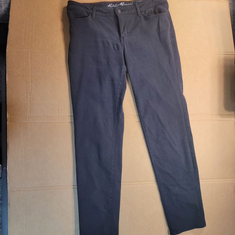 Eddie Bauer Slightly Curvy Slim Straight Black Pants Size 8 Womens Preowned VGC